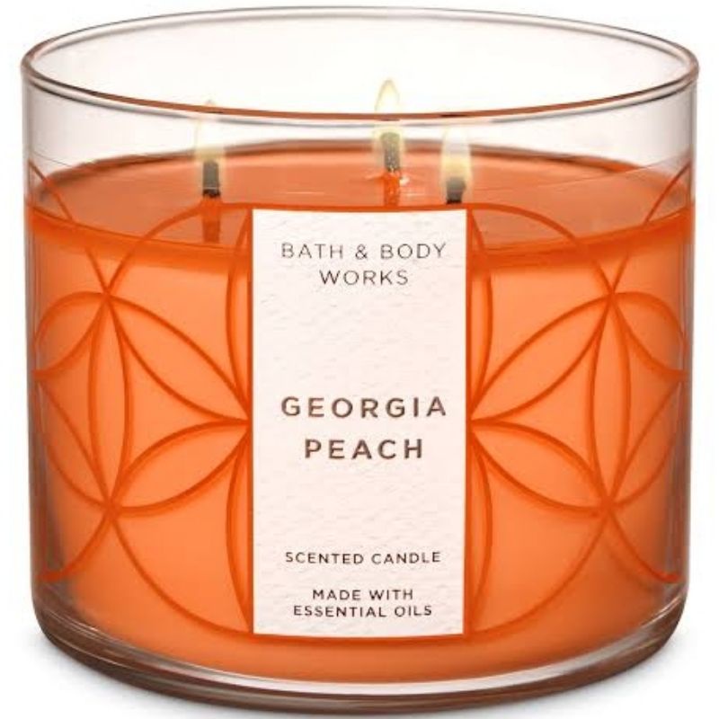 BATH AND BODY WORKS BBW GEORGIA PEACH 3 WICK SCENTED CANDLE 411 G