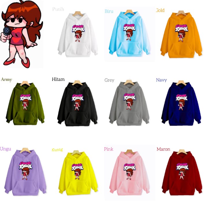 Hzl_outfit Hoodie Sweater FNF Girl Friend Anak Perempuan (S.M.L.XL)