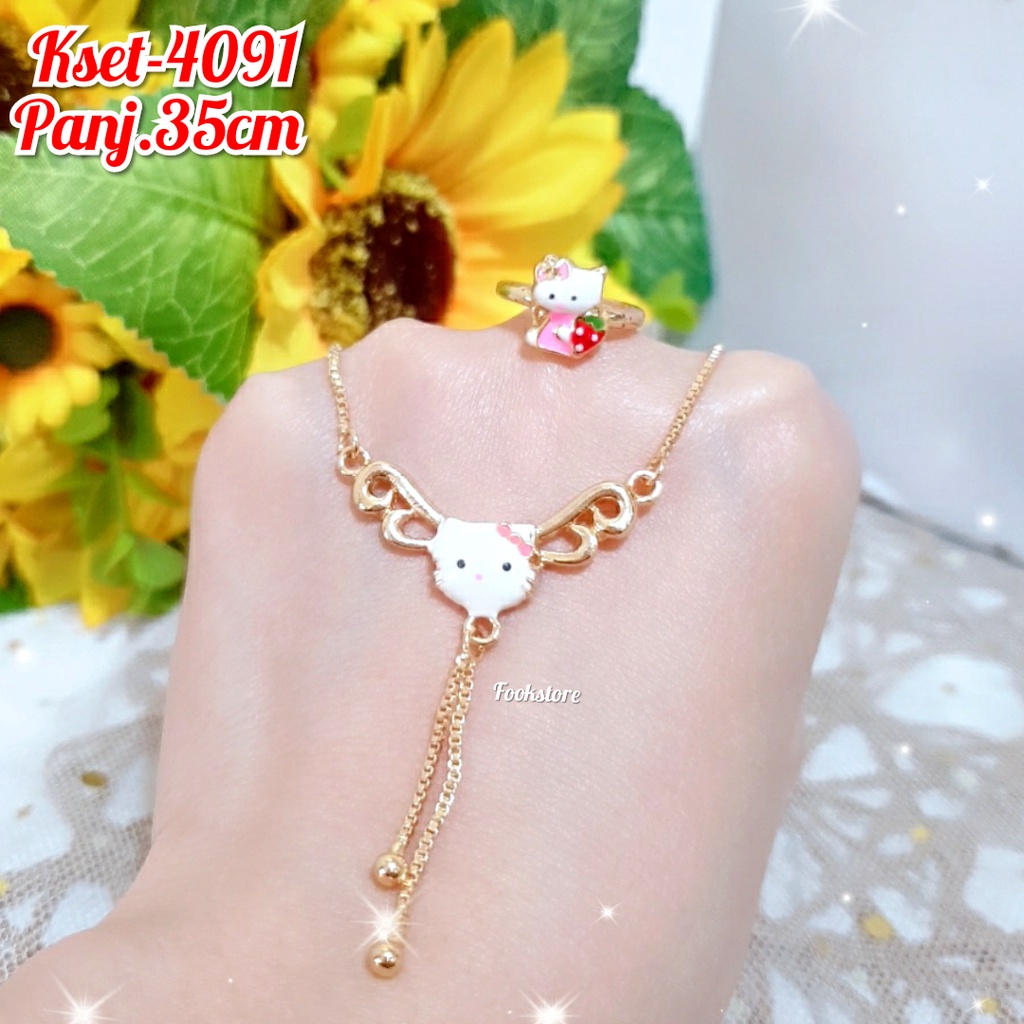 COD SET kalung Kitty &amp; Cincin Kitty ANAK