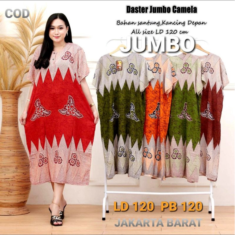 DASTER JUMBO XXL MOTIF BASE CAMILA BUSUI KANCING BUMIL DRESS BAJU TIDUR