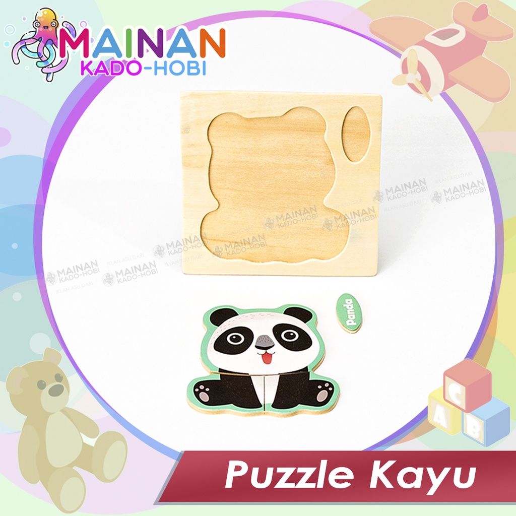 MAINAN TRADISIONAL SUSUN PUZZLE KAYU KARAKTER ANIMAL 1-4 TAHUN