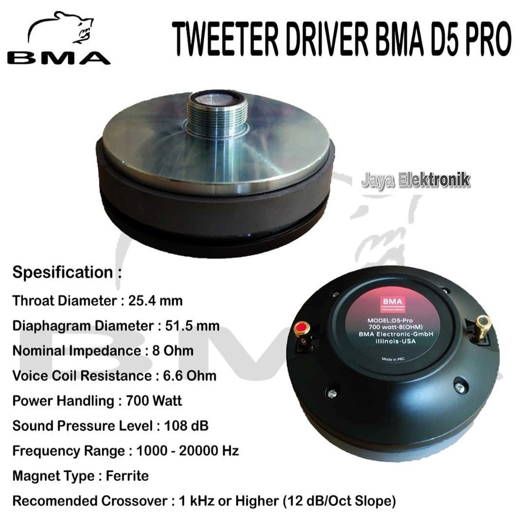 DRIVER TWEETER BMA D5 PRO Coil 2 inch / DRIVER TWITER BMA D5 PRO ORIGINAL