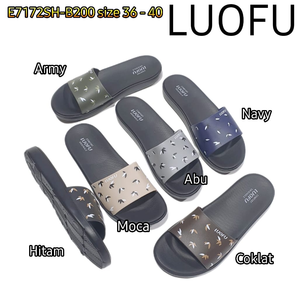 LUOFU ORIGINAL sandal karet empuk murah wanita selop sendal cewek import E7172SH-B200