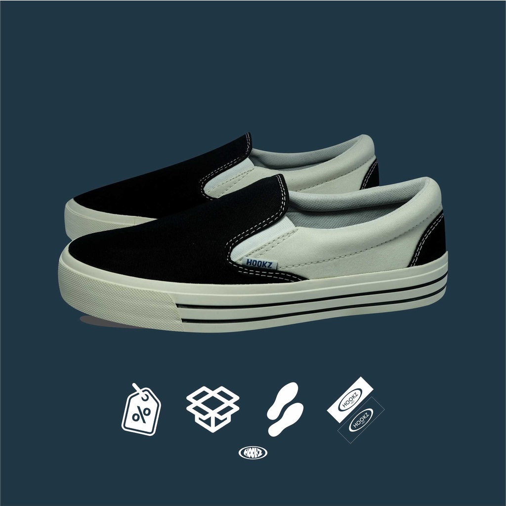 HOOKZ.INC -  SEPATU SLIP ON STRIPE | SOUTH BROKEN WHITE V2 | ORIGINAL 100%