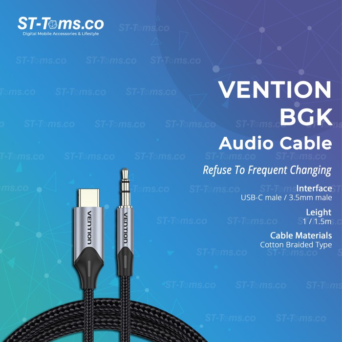 Vention Kabel Audio USB Type C to Aux 3.5mm Male - BGK