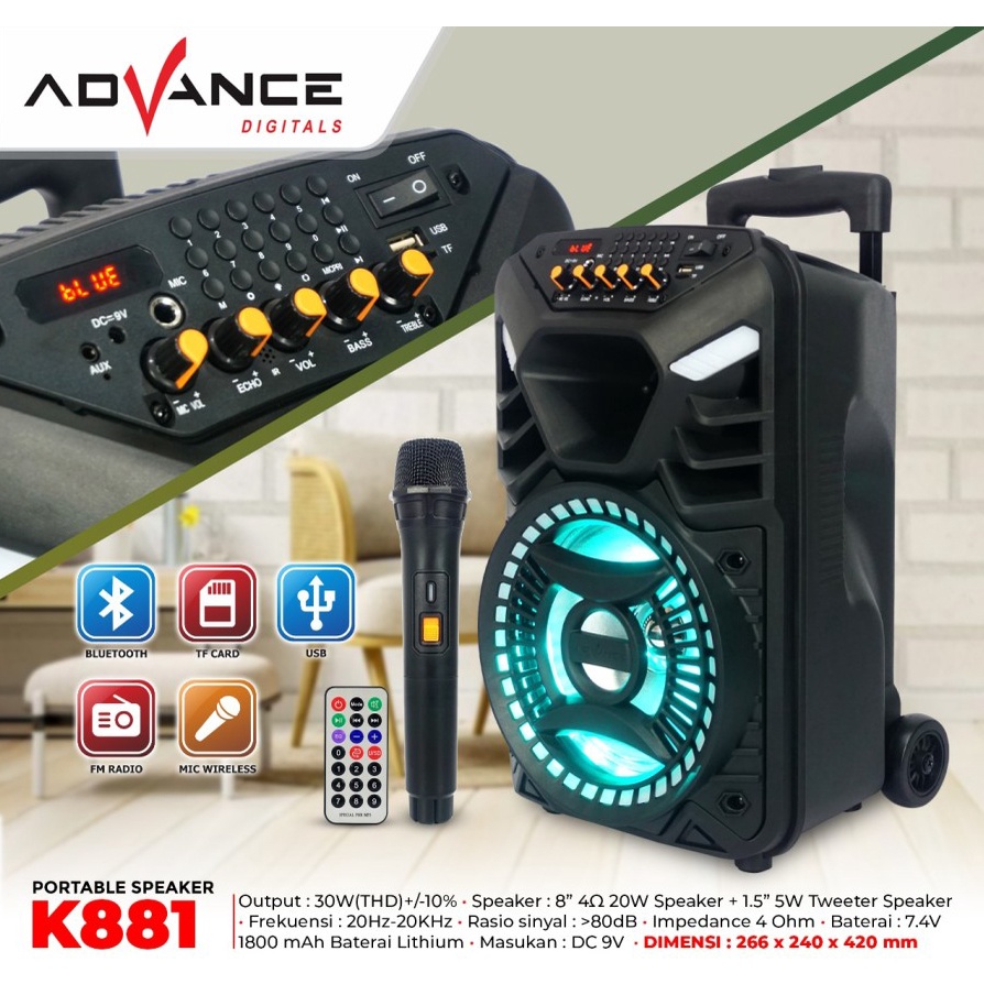 Jual Speaker Advance K881 N K881N v3 Meeting Bluetooth Portable 8inch K