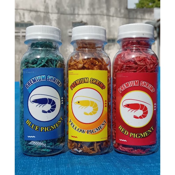 Udang Kering Premium Plus pigmen CAROPHYLL RED YELLOW BLUE untuk ikan CHANNA ARWANA LOUHAN dan ikan Predator