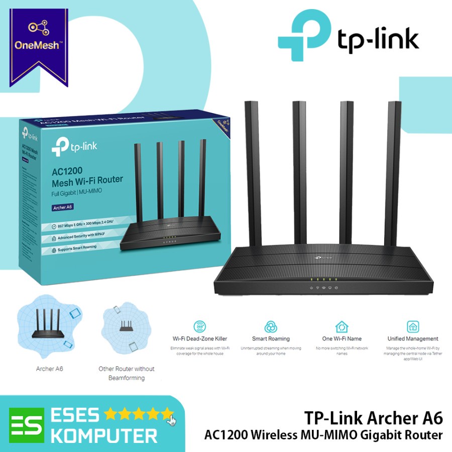 Router TP-Link Archer A6 AC1200 Wireless MU-MIMO Gigabit Router