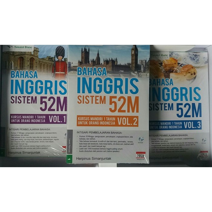 BUKU BAHASA INGGRIS SISTEM 52 M VOL 1 2 &amp; 3 KURSUS MANDIRI 1 TAHUN [ORIGINAL]