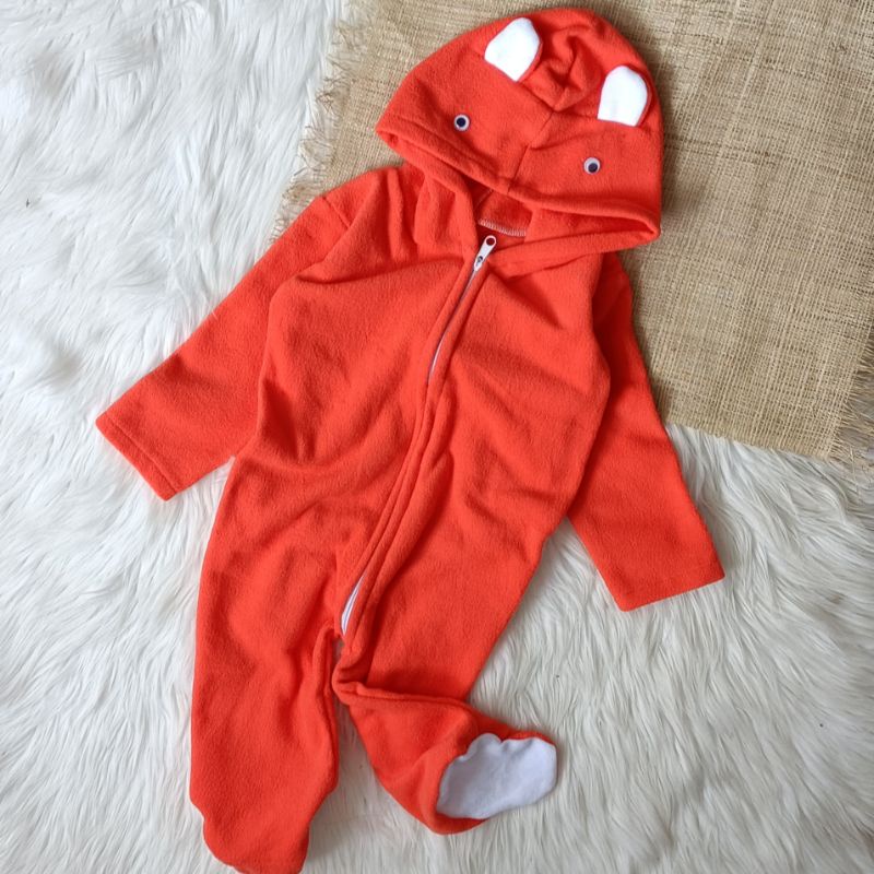 jaket jumper sleepsuit bayi bulu emen tebal 0-12 bulan