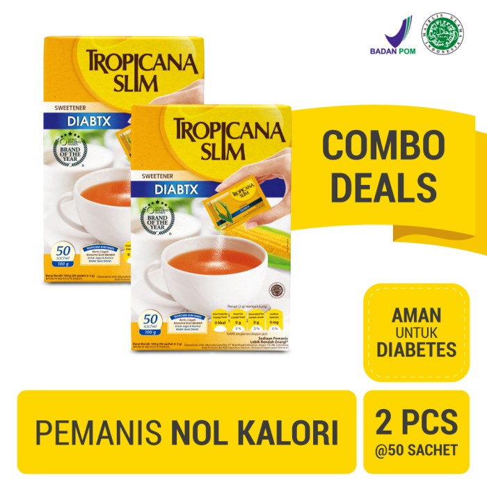

[BISA COD] Twin Pack: Tropicana Slim Diabtx 50 Sch - Pengganti Gula Diabetesi