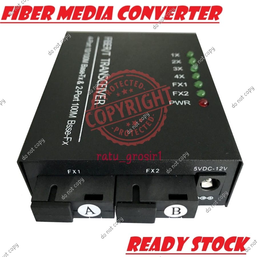 Media Converter 2 Port 2 Fiber SC A &amp; B 4 RJ45 Fiber Optic 10/100 Mbps