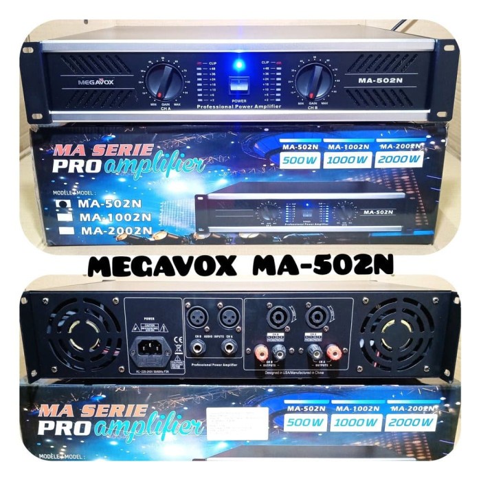 power audio megavox ma 502n amplifier sound system ma502