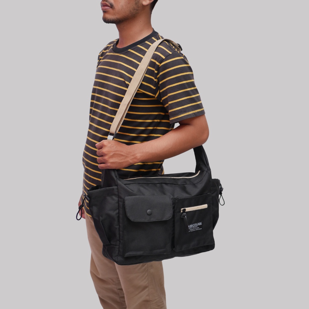 Tas Selempang Slingbag Pria Wanita Tas Sekolah Kerja Kuliah Sling Bag Besar Premium Ashteger