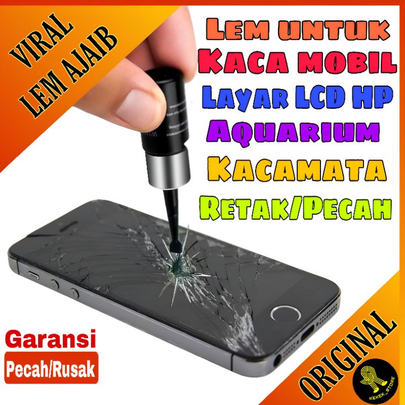 Lem Kaca Mobil Layar HP Aquarium Retak/Pecah | Alat Perekat ORIGINAL  Super kuat