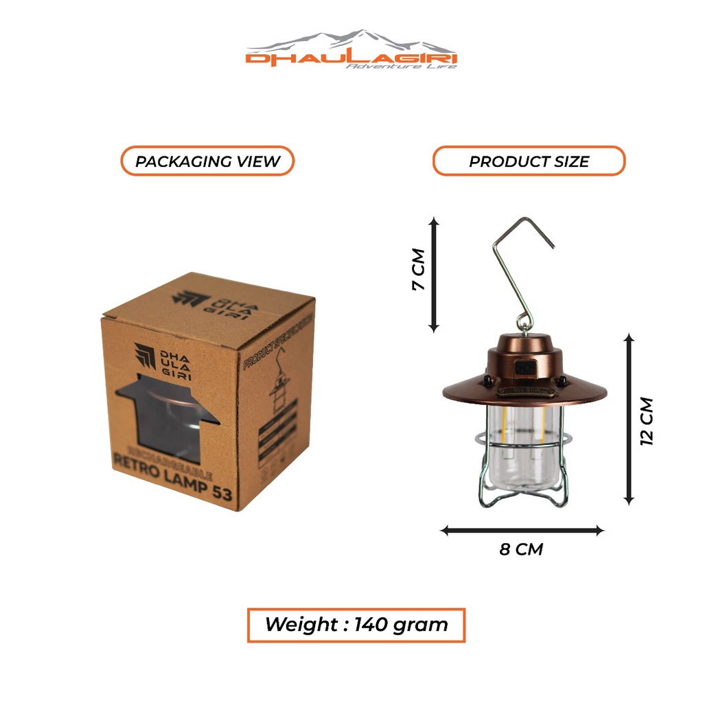 Lampu tenda dhaulagiri retro 53 usb charging - lampu tenda charger - lampu camping lampu outdoor - lampu tenda camping