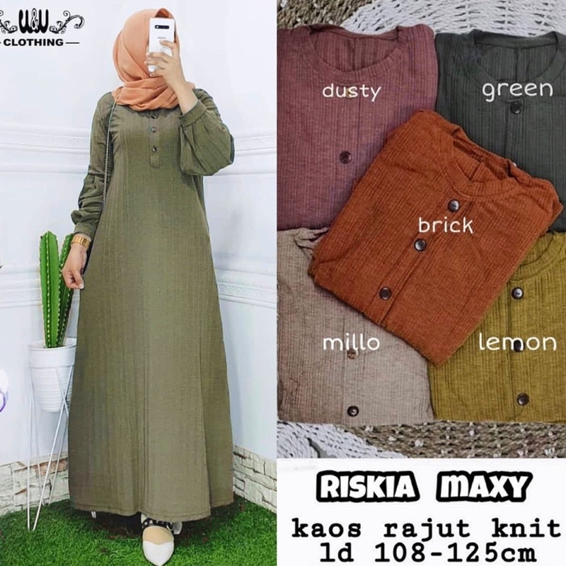 Riskia Maxy LD104 - Gamis Knit Rajut Tangan Balon / 525-7159