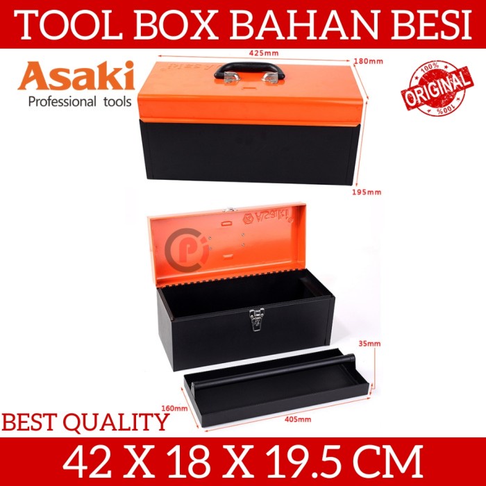 ASAKI AK 9953 Tool Box Perkakas Bahan Besi UIkuran 44x22x23cm Kokoh