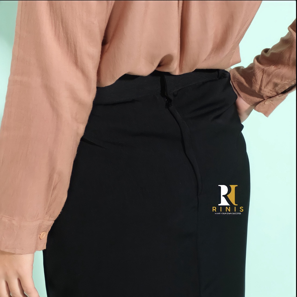 RINIS - Rok Kantoran Span Panjang Belahan Belakang Size S - L4