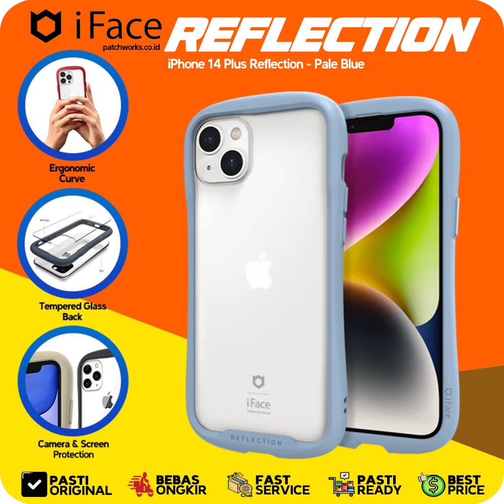 iFace iPhone 14 Plus Reflection Pale Blue Softcase Hybrid Anti Crack