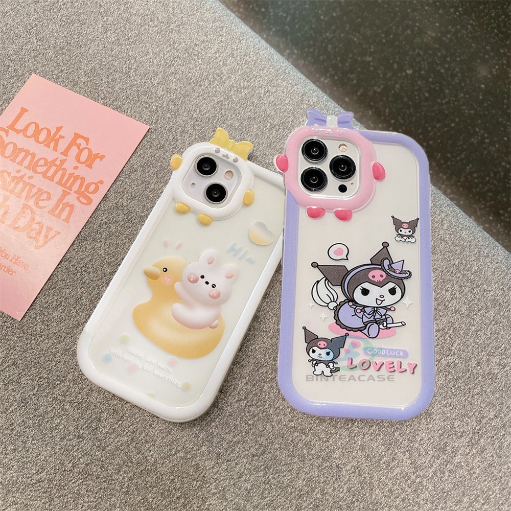 Redmi 10C 10A Note 11 Pro Note 11S 9C 9A 10 9T 9 Note10 5G 10s Note9 Note9S Note8 Poco M5S X3 NFC M3 Pro Lovely Kuromi Bunny Little Monster Frame Lensa Phone Case Binteacase