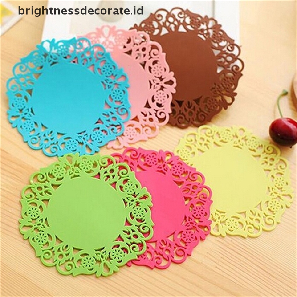 [Birth] Renda Bunga Doilies Silicone Coaster Tea Cup Mats Pad Alas Tatakan Papan Insulasi [ID]