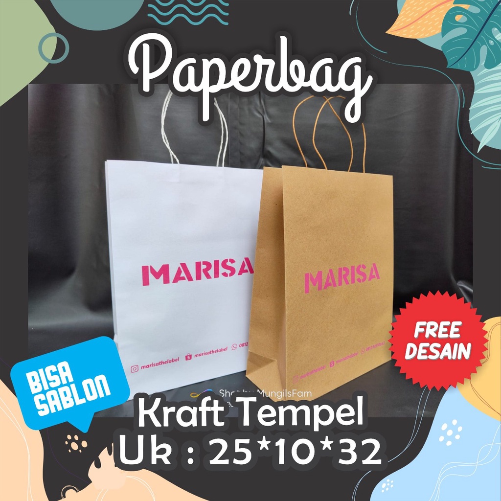 

Paper Bag Custom Desain Bahan Kertas Kraft, Paper Bag Kraft Sablon Desain Custom , Tas Kertas Kraft Sablon CustomMurah