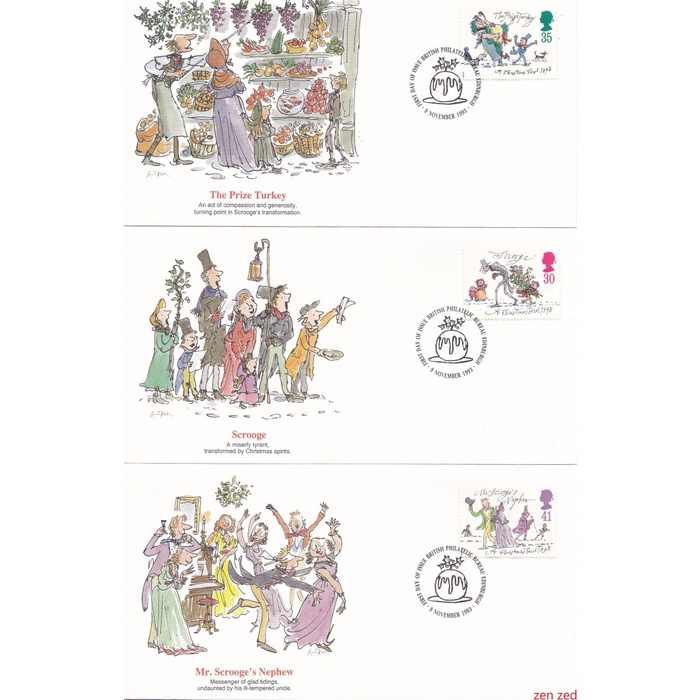 

A848 Prangko Inggris FDC 1993 Christmas Stamps 5 Pcs