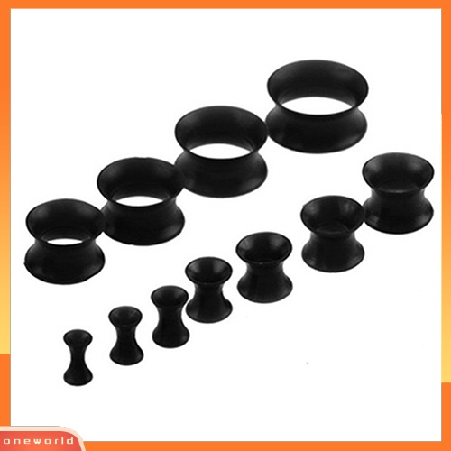 {oneworld} 1pasang Silikon Terowongan Daging Ganda Berkobar Saddle Ear Plug Gauge Unisex Piercing