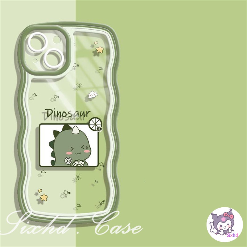 Redmi 12C 11A 10C 9T 9C Note 12 11s 11 10 9 8 Pro 10A 10 9A 9  A2 A1 Xiaomi 11Lite 12T 12Lite 11T 10T Poco M3 F3 X5 X4 X3 Pro Cartoon Dinosaur Transparent Wave Edge Phone Case Soft Cover