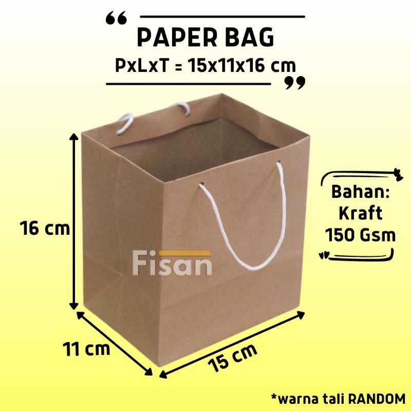 

Paper Bag Paperbag Tas Kertas Samson Kraft Coklat Souvenir Sovenir Suvenir Goodie Bag 15x16x11 cm