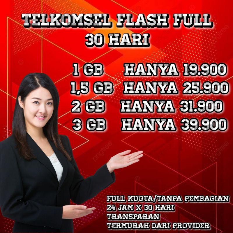 PAKET INTERNET TELKOMSEL FLASH FULL 24 JAM 30 HARI TERMURAH