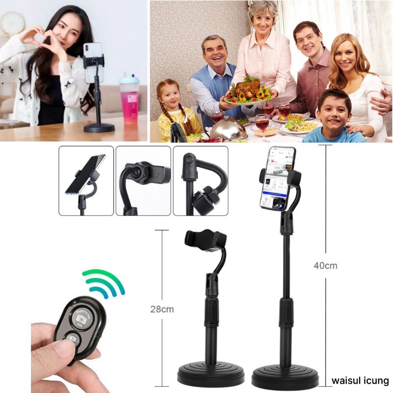 Phone Holder Stand Meja HD-25 Folding Desktop Support Table Standing Berdiri Meeting Review Vlog