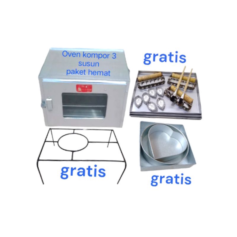 Oven Kompor 3 Susun Oven Tangkring Cap Mikymouse Open Kue Gratis Loyang Bolu Dan Loyang Kue Kering L