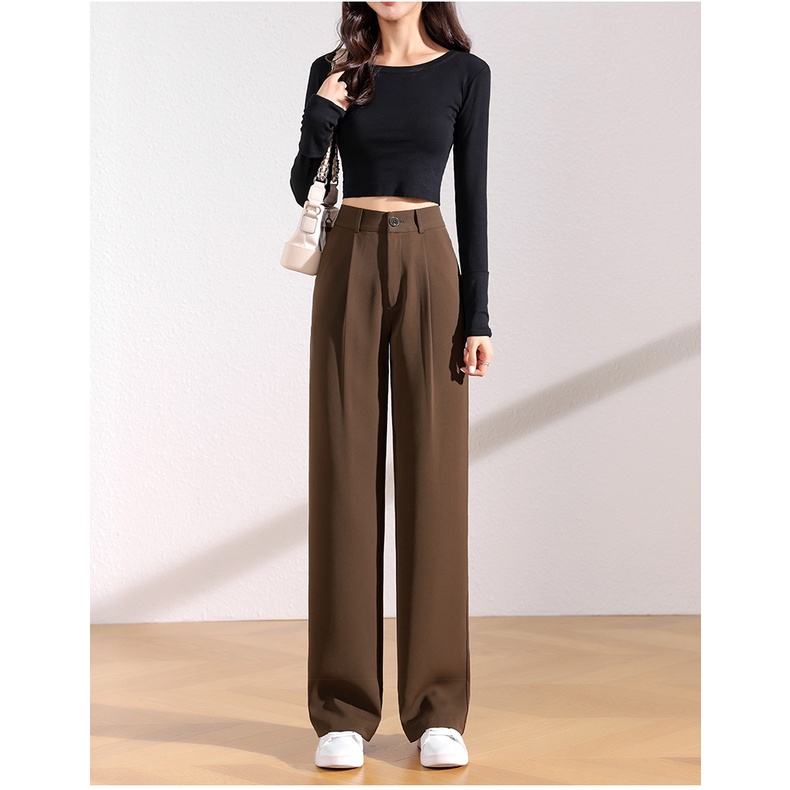 Coklat Highwaist Celana Kulot Wanita Loose Korea Style