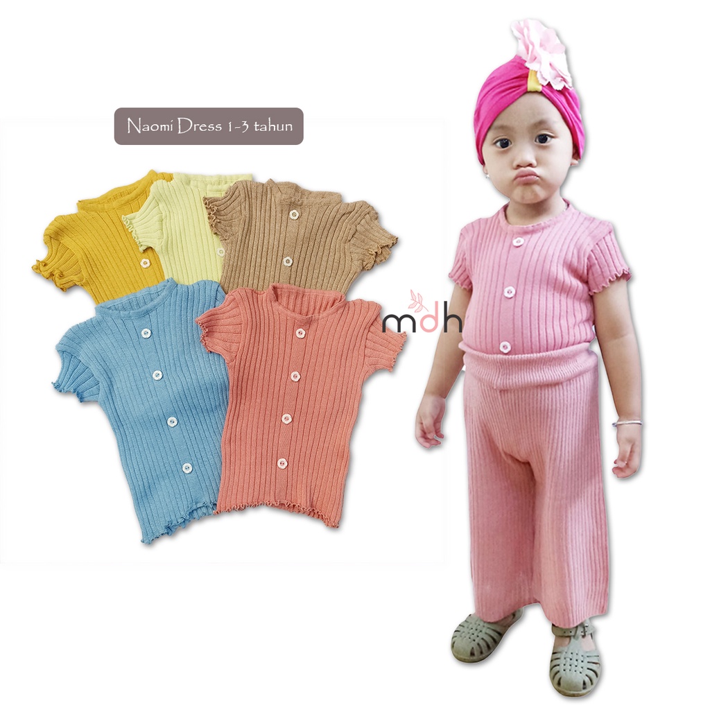 Naomi Style Middle Crop - Baju Rajut Anak Perempuan Lengan Pendek Usia 1-3 Tahun
