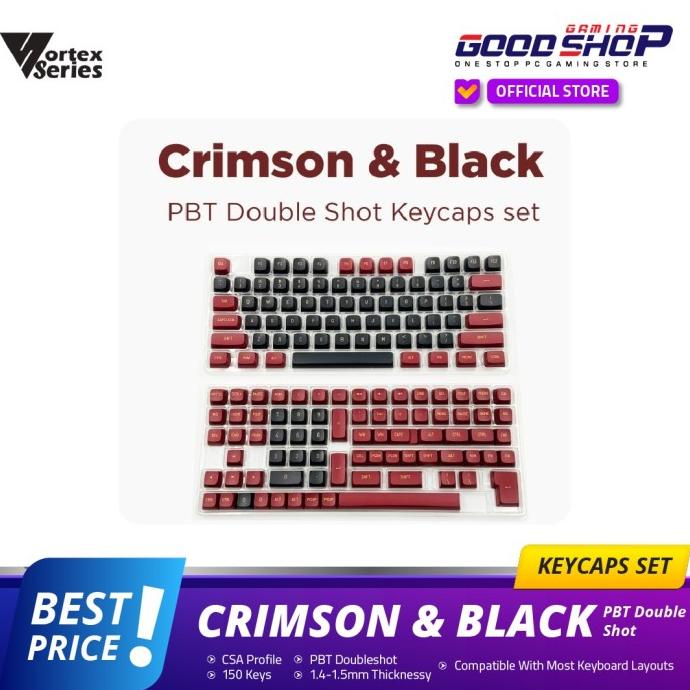 VortexSeries Crimson Black PBT Double Shot CSA Profile Keycaps