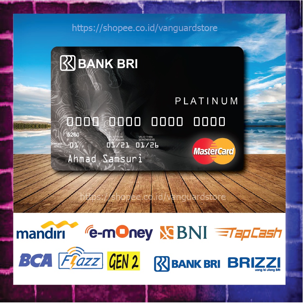 KARTU E MONEY E TOLL KARTU BRI PLATINUM MASTERCARD DEBIT CREDIT EMONEY MANDIRI FLAZZ BCA BNI TAPCASH BRIZZI BRI - 1 SISI