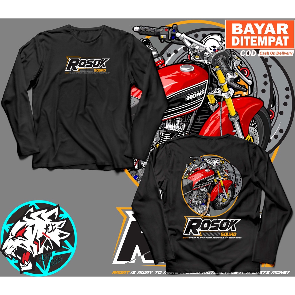 KAOS BAJU LENGAN PANJANG RACING ROSOK SQUAD HONDA GANK CB GL BAJU DISTRO MOTOR HEREX OTOMOTIF
