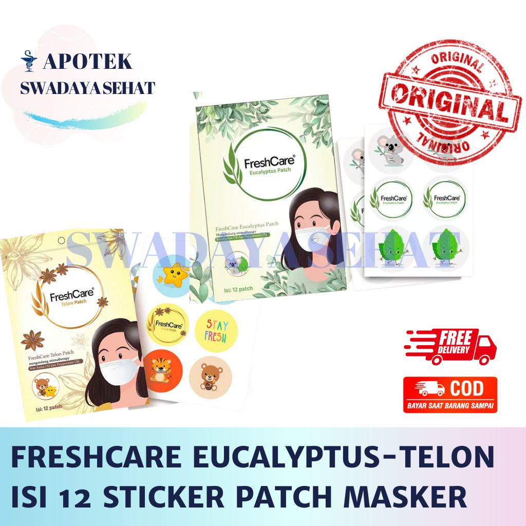 FRESHCARE Eucalyptus Telon Patch Sachet Isi 12 Stiker Pewangi Masker Ekaliptus Sticker Fresh Care Hijau Orange Kuning