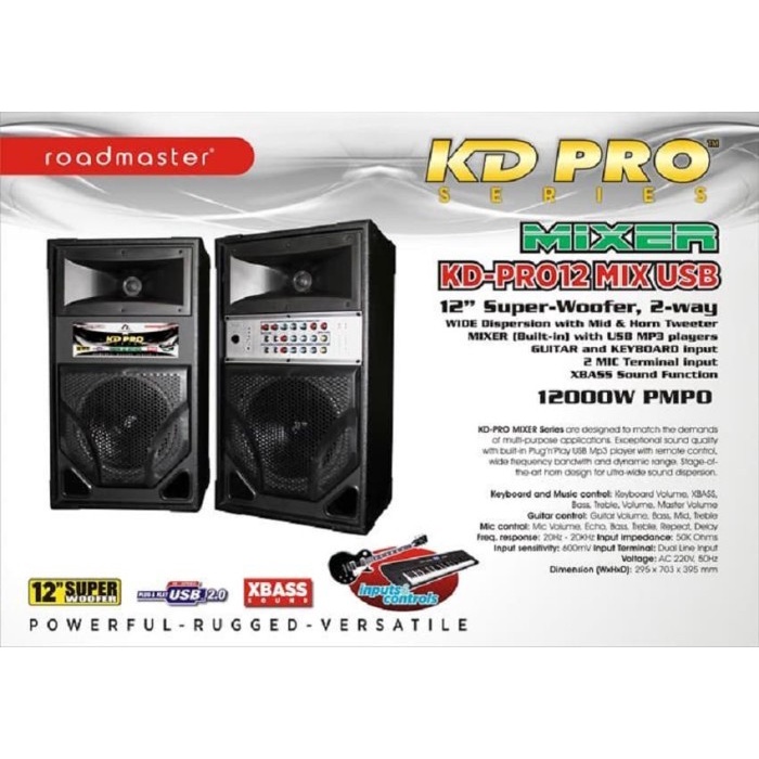 Roadmaster Speaker Aktif Single 12" + Mixer KD-PRO 12 MIX USB