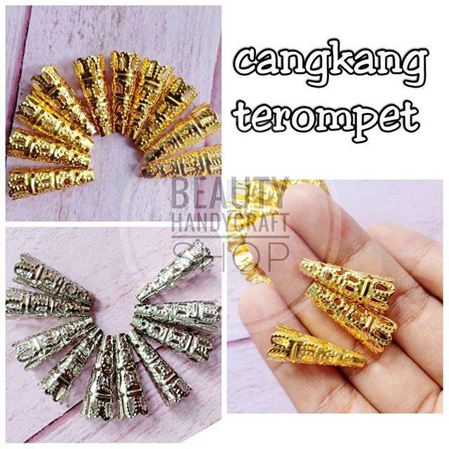 10 PCS Cangkang terompet spacer long cap mutiara