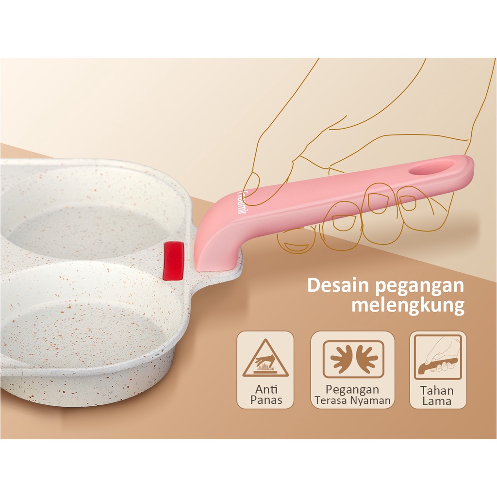 Wajan Telur 3in1 Wajan Penggorengan Anti Lengket 3 Sekat Omelette Pan Wajan Telur
