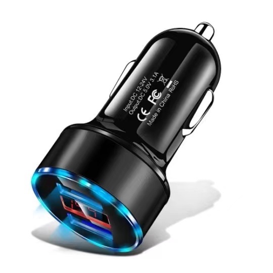 (COD)Mobil baru charger 3.1A multi-fungsi charging mobil dual USB digital display mini metal car charger（COD）