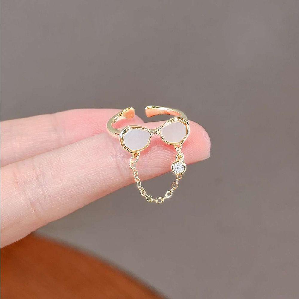 Mxbeauty Wanita Cincin Trendi Indah Chic Hati Niche Desain Kelinci Manis Warna-Warni Berlian Imitasi Pembukaan Cincin Gaya Korea Cincin