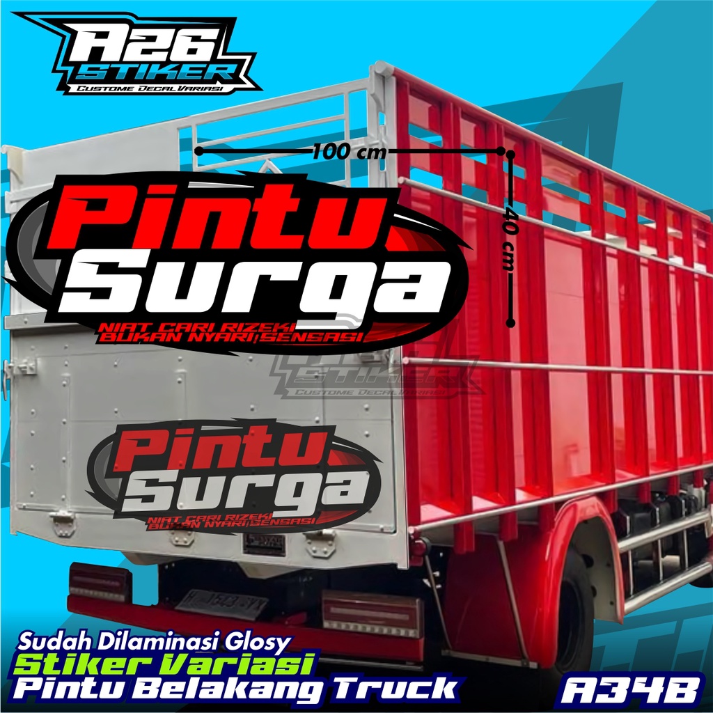 Stiker Pintu Bak Belakang PINTU SURGA, all Truk Canter, Ragasa, Tepak Umplung, Giga, Dyna,Dutro, Elf