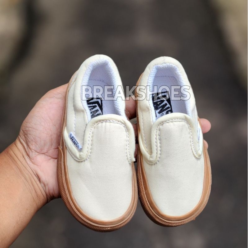 Sepatu anak slip on laki dan perempuan krem gum / blue  krem  peach