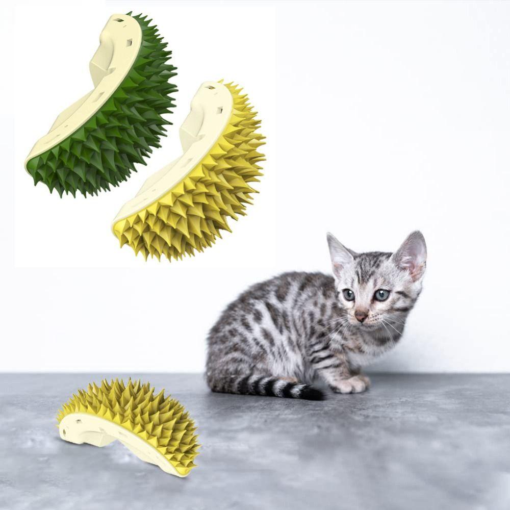 TOP Cat Self Groomer Praktis Dinding Sudut Scratcher Comb Pet Grooming Supply Bentuk Durian Lucu
