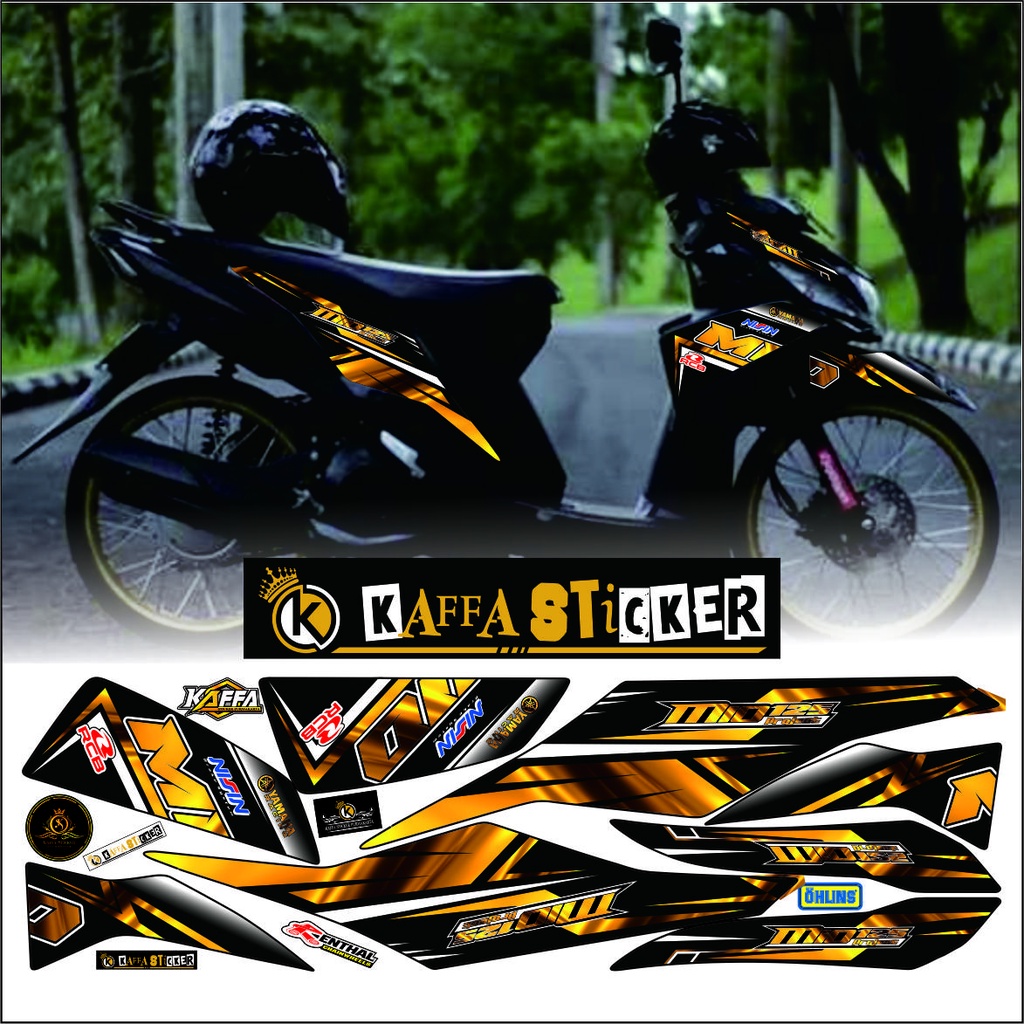 Stiker Mio M3/Z Decal Striping Mio M3/Z Premium Racing Hitam List Gold