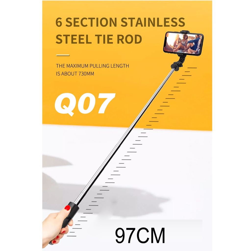 Tripod bluetooth + tongsis hp + remot control wireless live stream selfie stick S03 R1 Q07 3in1 holder kamera camera handphone - realoneacc